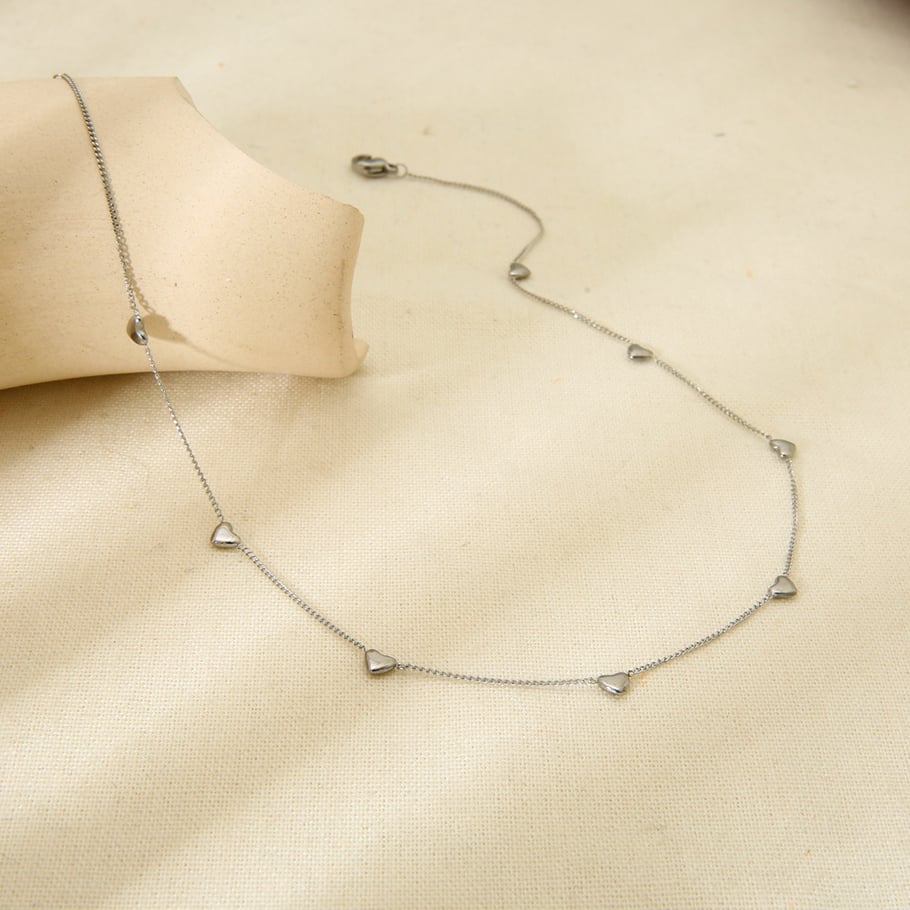 Three Dimensional Heart Shaped Stainless Steel Chain DIY Women's Necklace Picture4