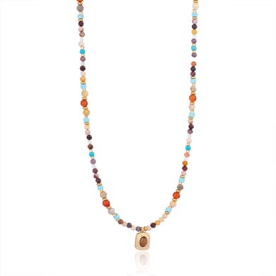 Lapis Lazuli Bohemian Delicate Stainless Steel Gold Color Women's Beaded Necklaces h5 