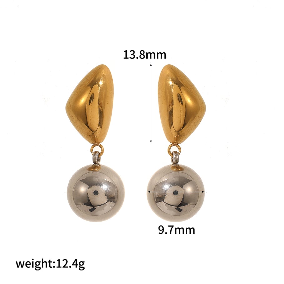 Modern Gold&Silver Color Geometric Stainless Steel Women's Stud Earrings 