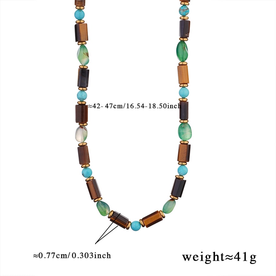 Classic Cross Stainless Steel Gold Color Natural Stone Women's Beaded Necklaces Picture2