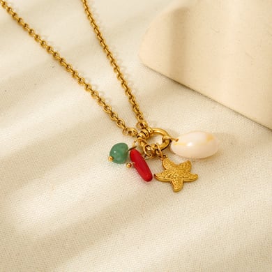 Ocean Series Gold Color Stainless Steel Starfish - Tassel Necklace for Women h5 Picture3