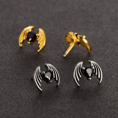 1 Piece Intricate Series Heart Wings Stainless Steel Gold Color Men's Earrings h5 Picture5