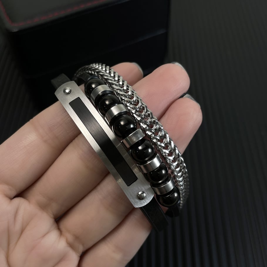 1 Piece Designable Multilayer Stainless Steel Men's Bracelets Picture4