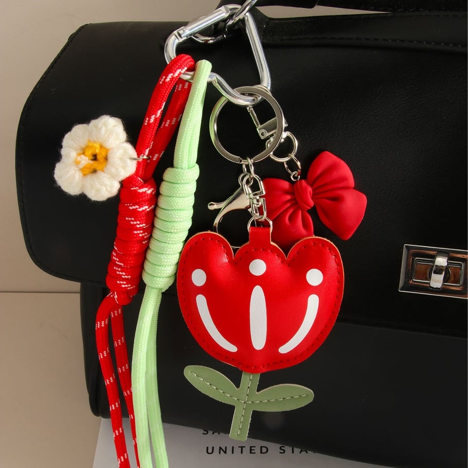 1 Piece Romantic Series PU Flower Knot Bag Pendant Picture3