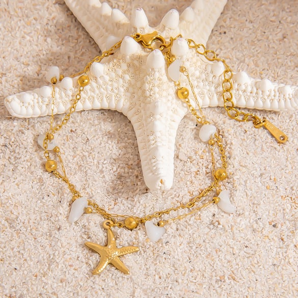 Marine Chic roestvrijstalen damesarmbanden met gouden bedel 2