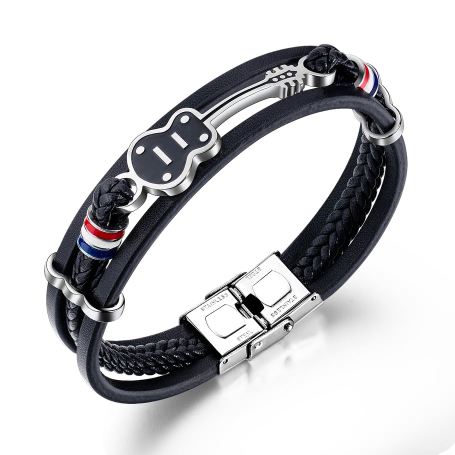 1 Piece Sleek Guitar Stainless Steel Men's Bracelets 