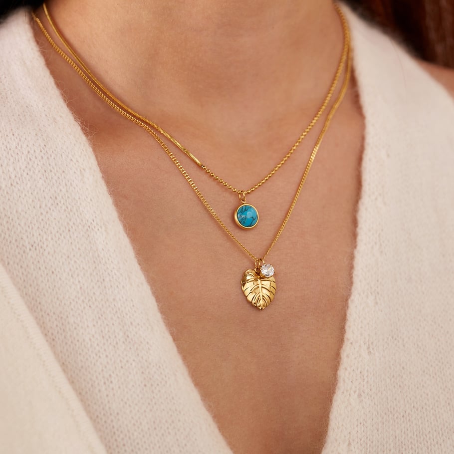 1 Piece Vintage Series Daily Leaf Shape Stainless Steel Gold Color Women's Layered Necklaces Picture4