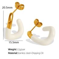 EH740 White Oil Drop Gold Earrings/2 