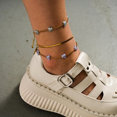 Romantic Sweet Butterfly Stainless Steel Gold Color Women's Anklets h5 Picture7