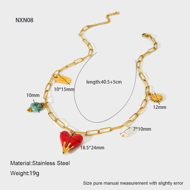 Retro Heart Stainless Steel  Gold Color  Women's Pendant Necklaces h5 