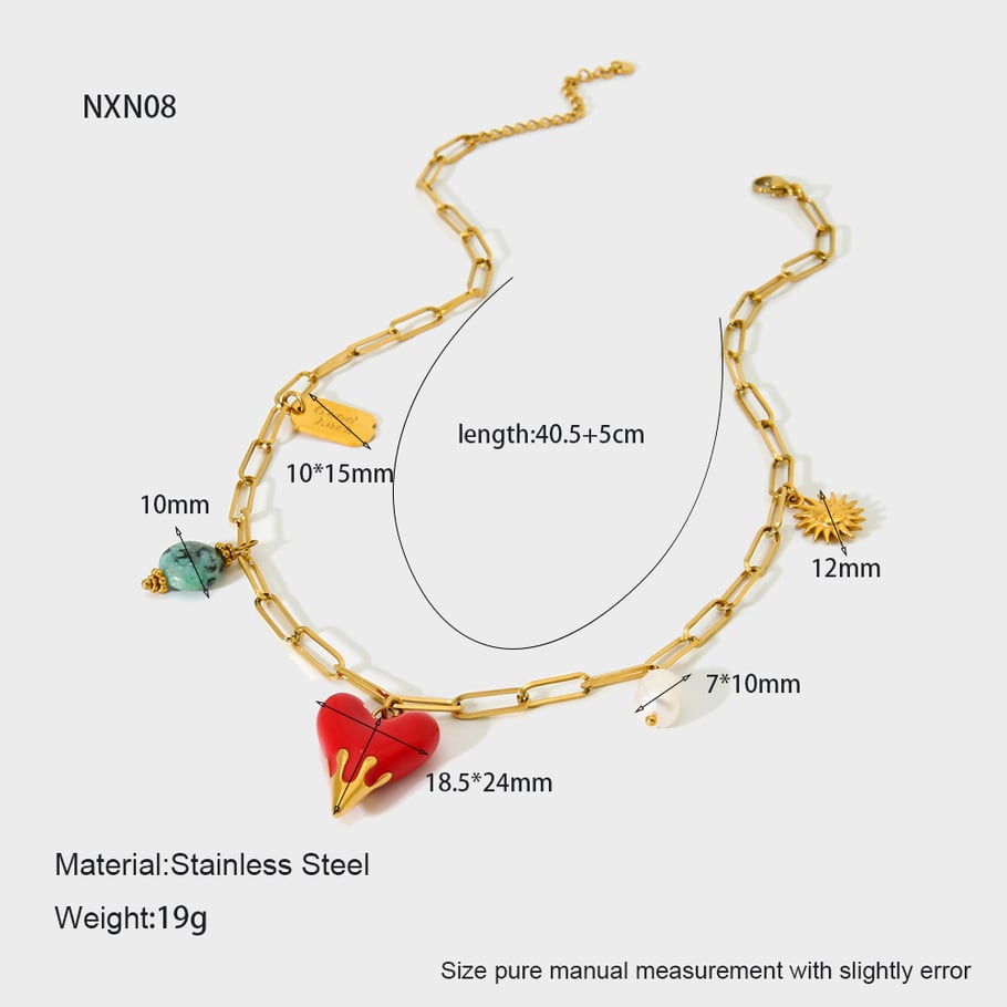 Retro Heart Stainless Steel  Gold Color  Women's Pendant Necklaces 