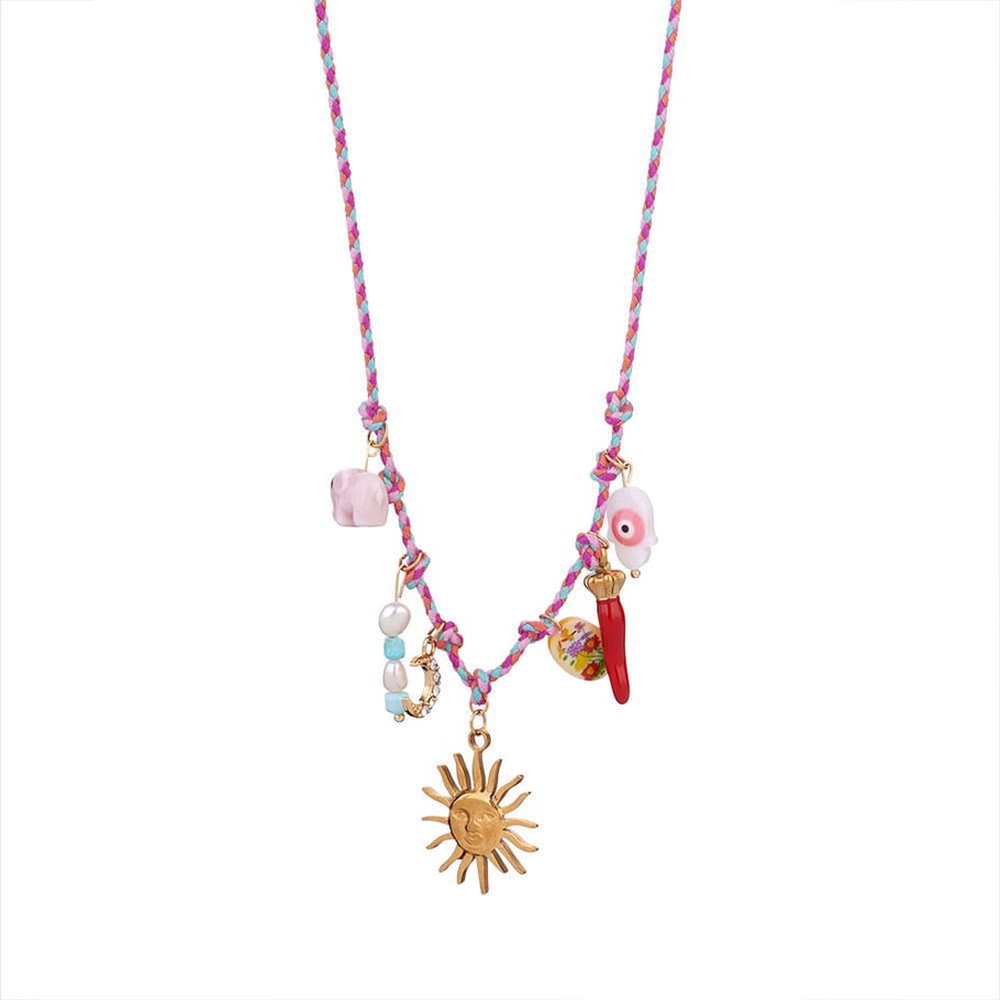 1 Piece Polychrome Series Sweet Sun Sennit Stainless Steel Gold Color Women's Pendant Necklaces Picture7