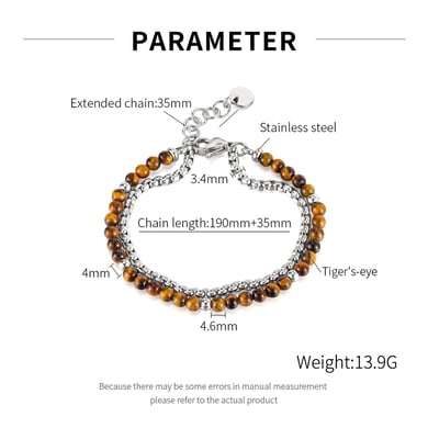 Double-layer Natural Stone Beads Stainless Steel Men's Bracelets h5 Picture6
