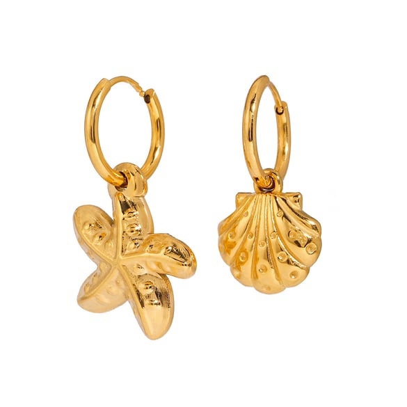 Orecchini pendenti in acciaio inossidabile color oro a forma di stella marina 2