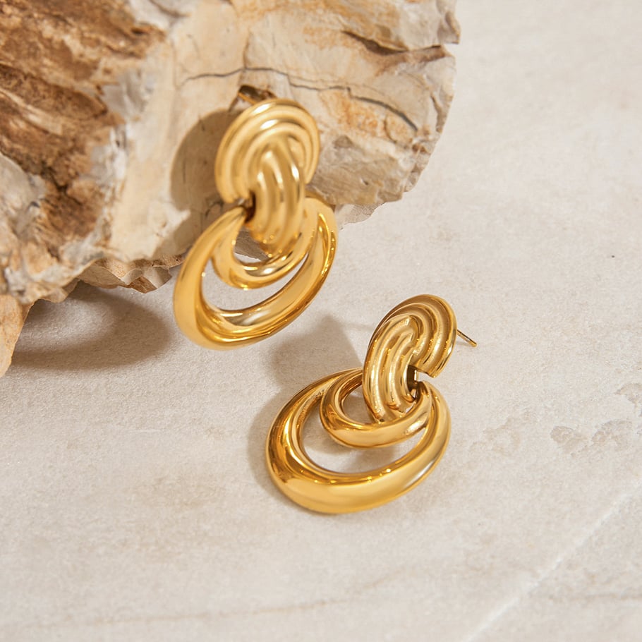 Ins Style Twist Stainless Steel Gold Color Stud Earrings Picture4