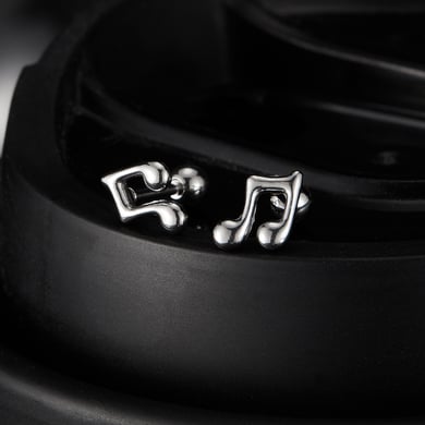 Classic All-match Note Stainless Steel Men's Stud Earrings h5 Picture3