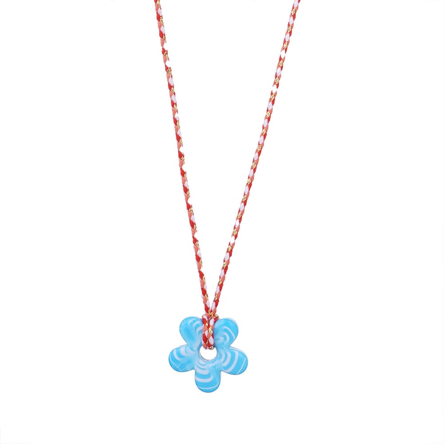 1 Piece Glamorous Series Sweet Ripple Textured Flower Glass Women's Pendant Necklaces Picture7