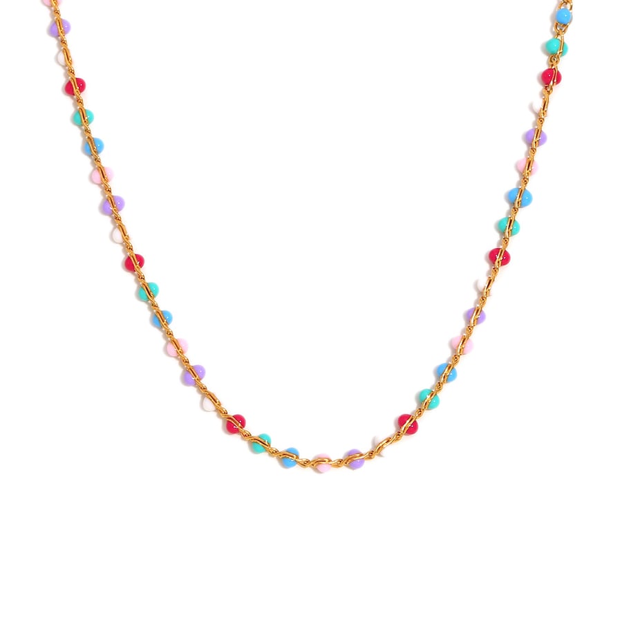 Modische Temperament Multi-Farbe Perlen Edelstahl Damen Halskette Bild5