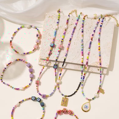 Colorful Romantic Series Beads Natural Stone Women's Beaded Necklaces h5 Picture3