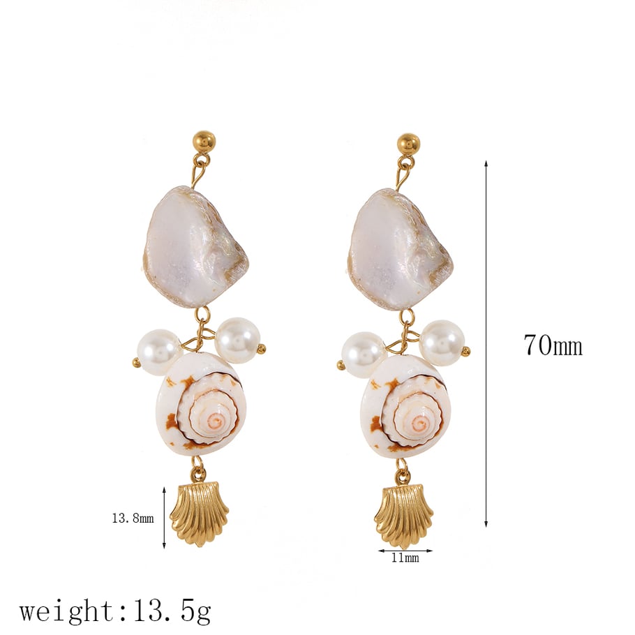 Ins Style Oceanic Stainless Steel Gold Color Earring Sets 