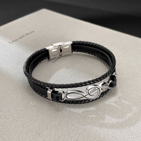 1 Piece Stylish Note Leather Men's Bracelets