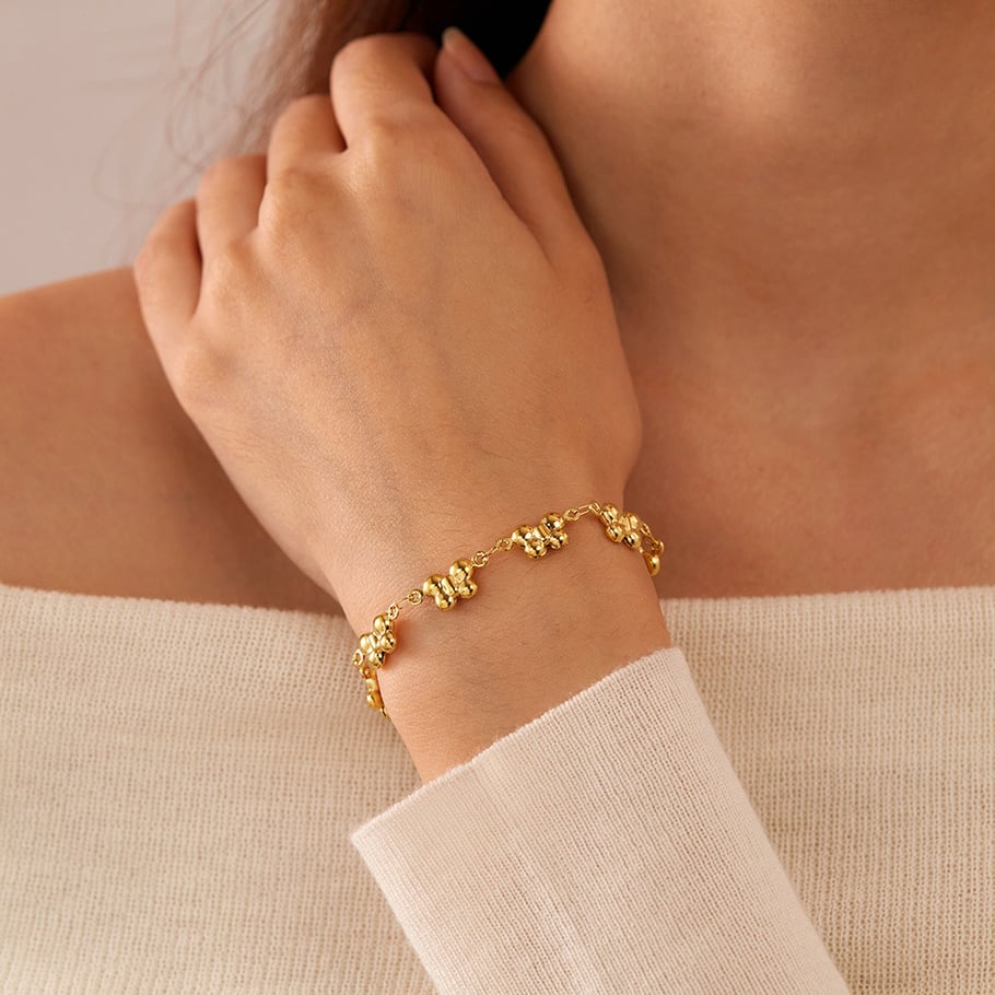 Pulsera de cadena de acero inoxidable color dorado para mujer, serie simple, 1 unidad, con diseño de animales para uso diario. Imagen5