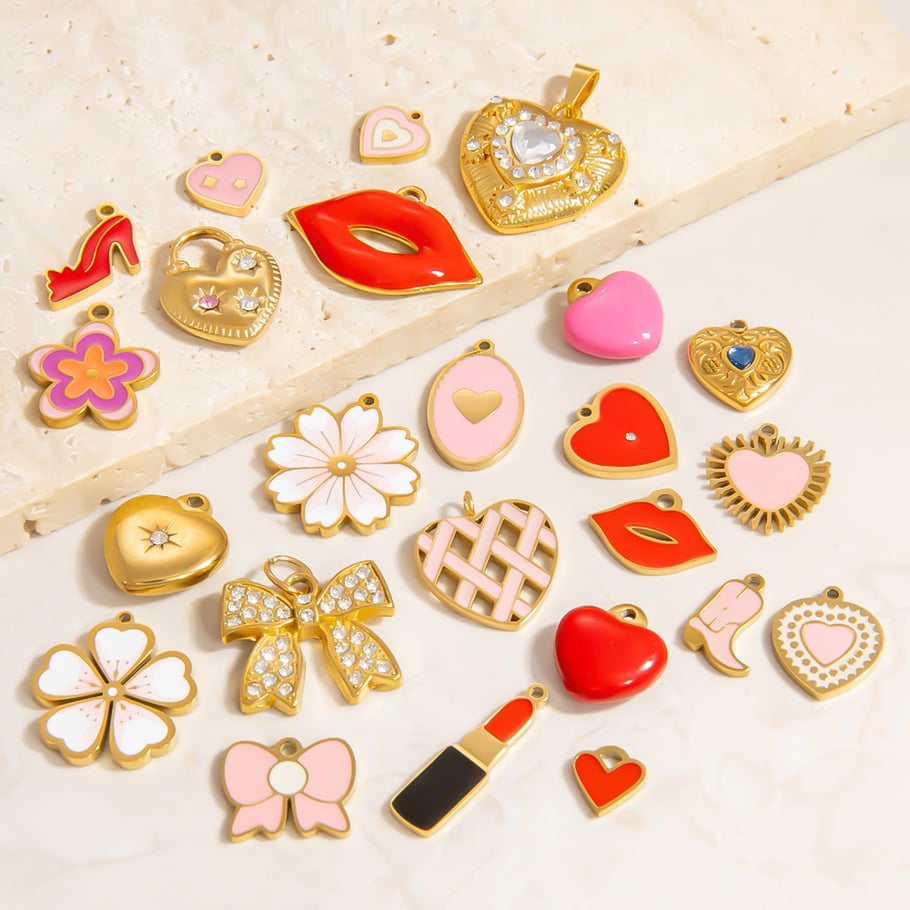Sweet Heart Stainless Steel Gold Color DIY Pendants Picture3