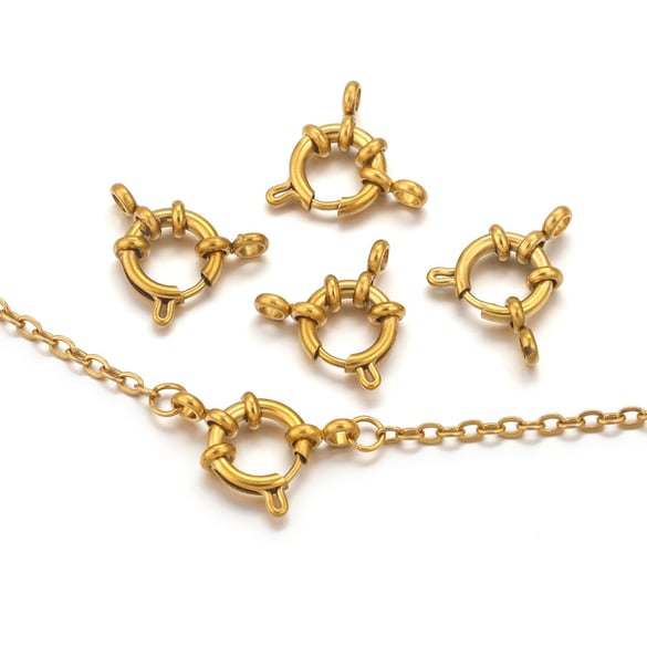 1 pezzo fai da te chiusura a molla anulare in acciaio inossidabile color oro pendenti da donna