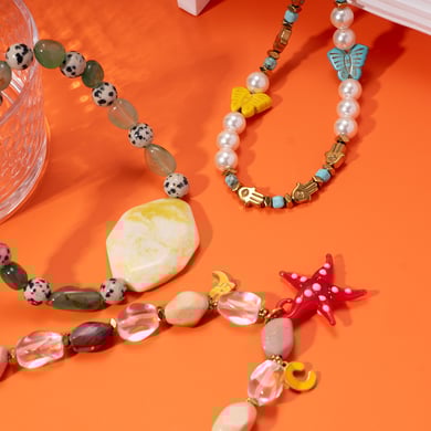 1 Piece Tropical Style Vacation Colorful Starfish Stainless Steel Gold Color Women's Beaded Necklaces h5 Picture6