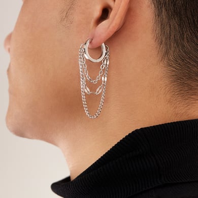 Fashionable Series tassels Stainless Steel Men's Hoop Earrings h5 Picture4