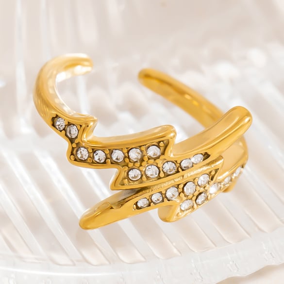 Designable Series Lightning RVS Goudkleurige Statement Ringen