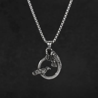 Vintage Crow Stainless Steel Men's Pendant Necklaces h5 Picture3