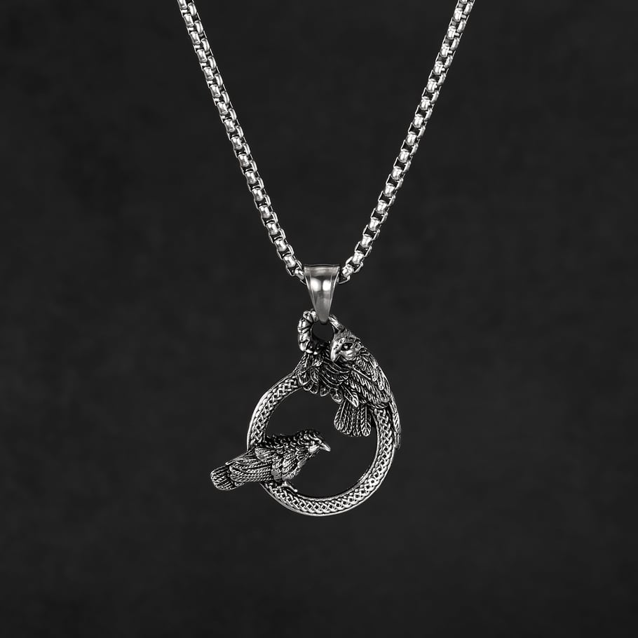 Vintage Crow Stainless Steel Men's Pendant Necklaces Picture3