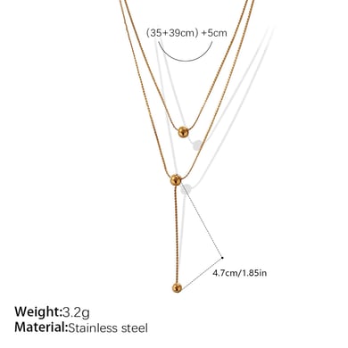 Bead Stainless Steel Gold Color Chain Necklaces h5 Picture2