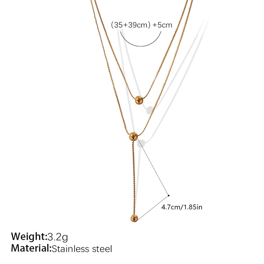 Bead Stainless Steel Gold Color Chain Necklaces Picture2