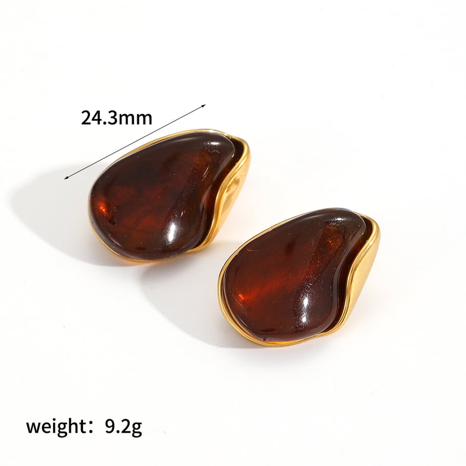Retro Edelstahl Gold Farbe Ohrstecker 