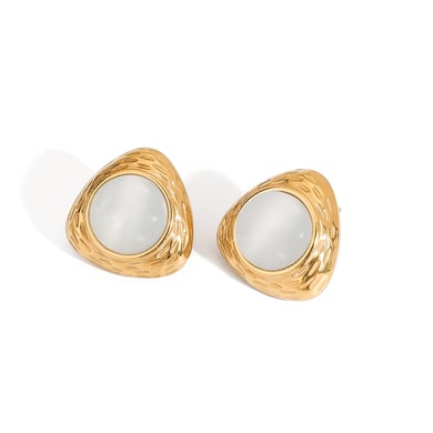 1 Pair Retro Stainless Steel Gold Color Women's Stud Earrings h5 Picture5