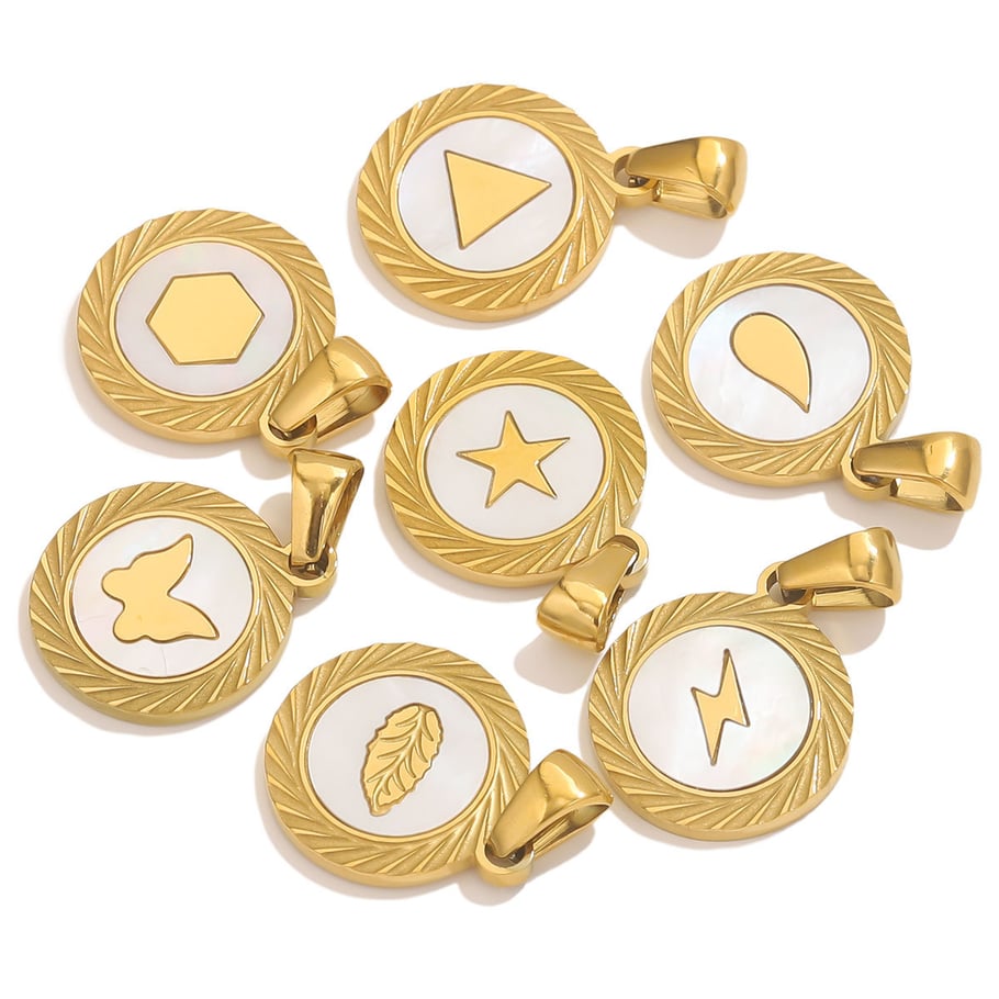 1 Piece Delicate Circle Stainless Steel Gold Color Shell Women's Pendants h5Picture5