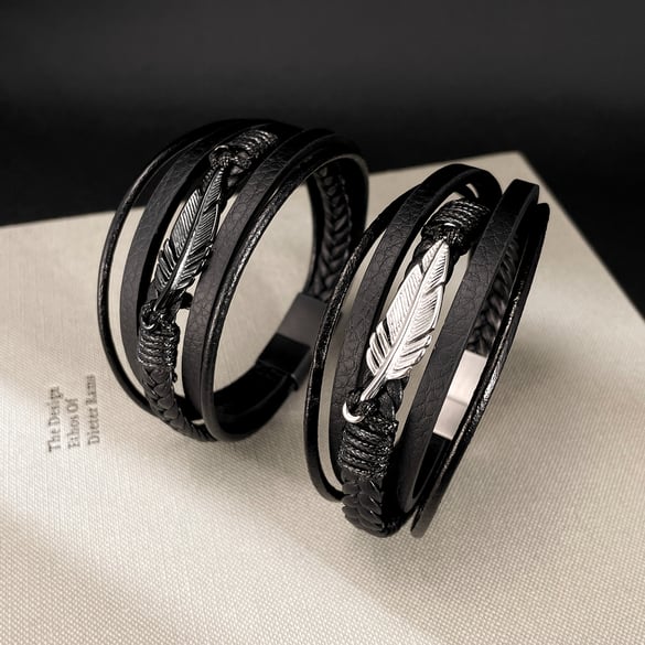 1 Piece Understated Feather Stainless Steel Men's Bracelets 2