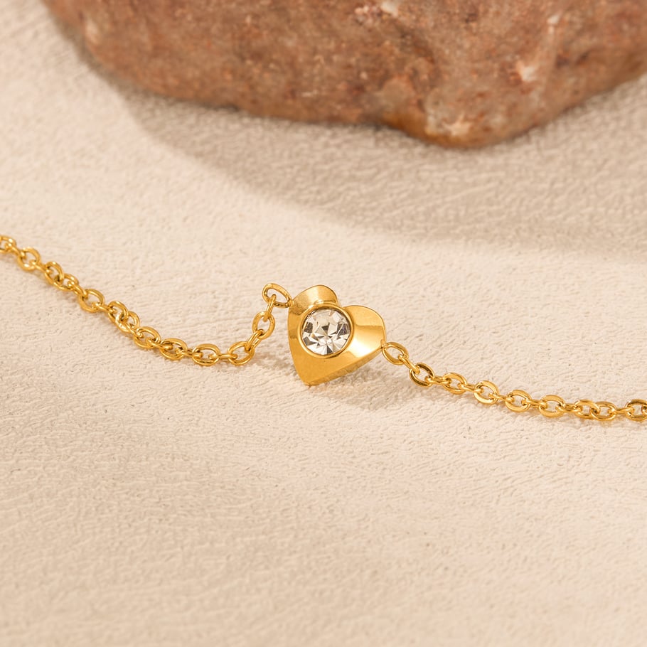 1 Piece Versatile Series Vacation Heart Stainless Steel Gold Color Women's Anklets h5Picture4