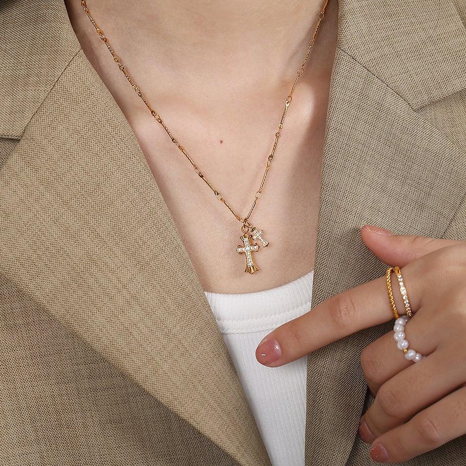 Cross Titanium Steel Gold Color Pendant Necklaces Picture4