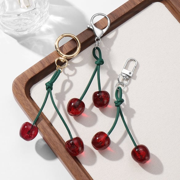 Leather Cherry Bag Charms