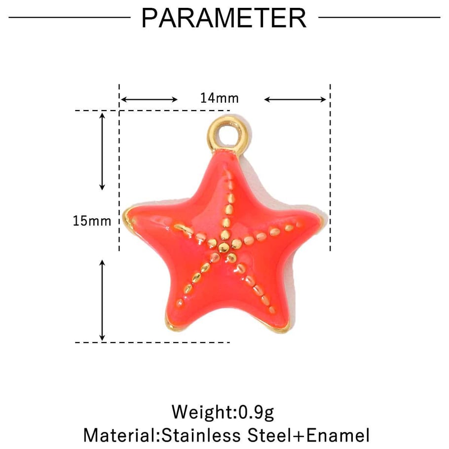 1 Stück Oceanic Series Vivid Starfish Edelstahl Goldfarben Damenanhänger Bild2