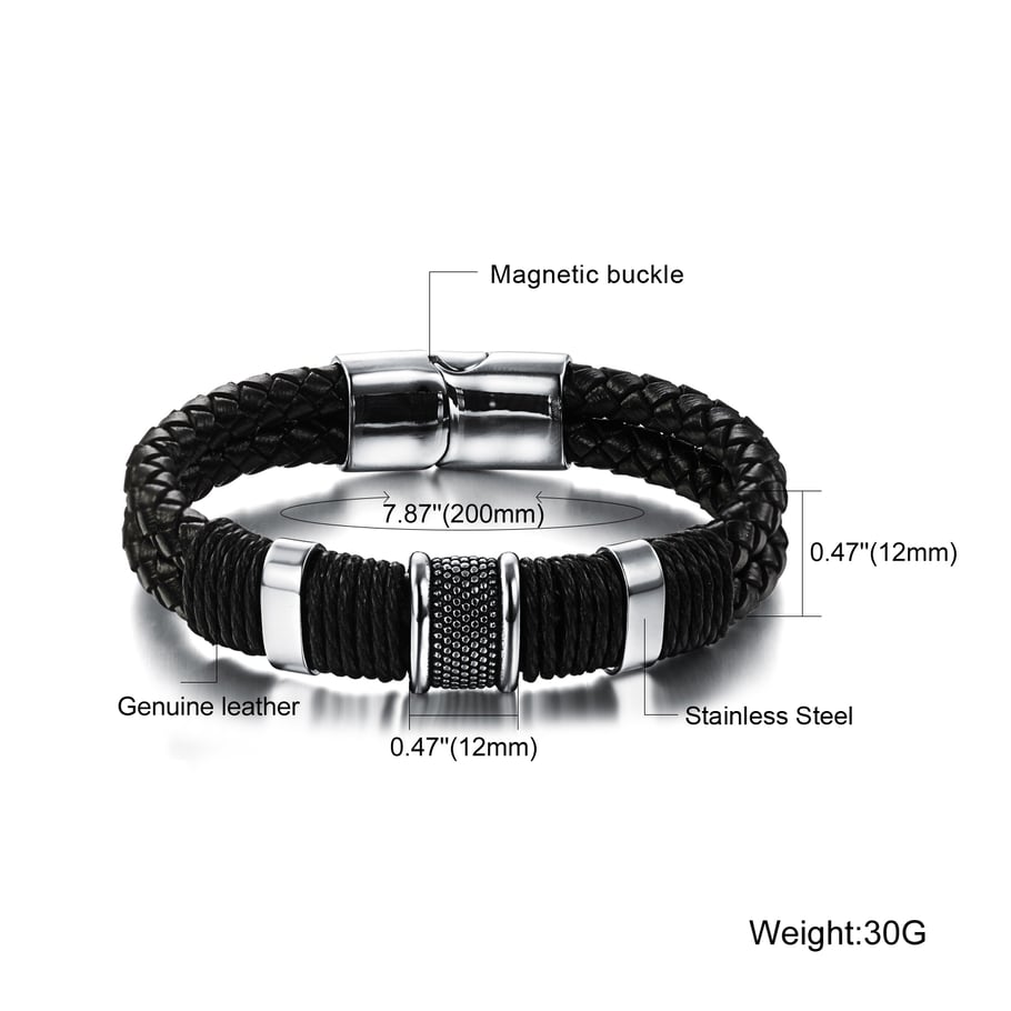 1 Piece Modern Rectangular Leather Men's Bracelets Picture9