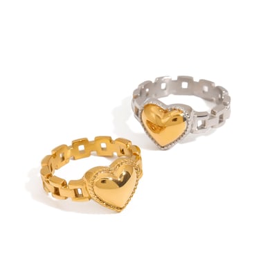 Retro Heart Stainless Steel Gold Color Women's Rings h5 Picture8