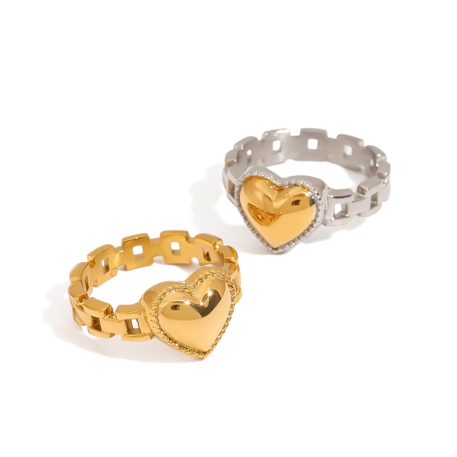 Retro Heart Stainless Steel Gold Color Women's Rings Picture8