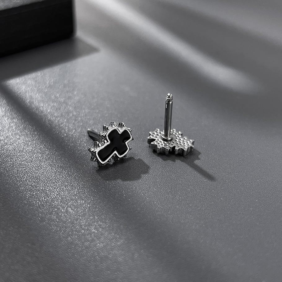 Delicate Cross Stainless Steel Men's Earrings Picture4