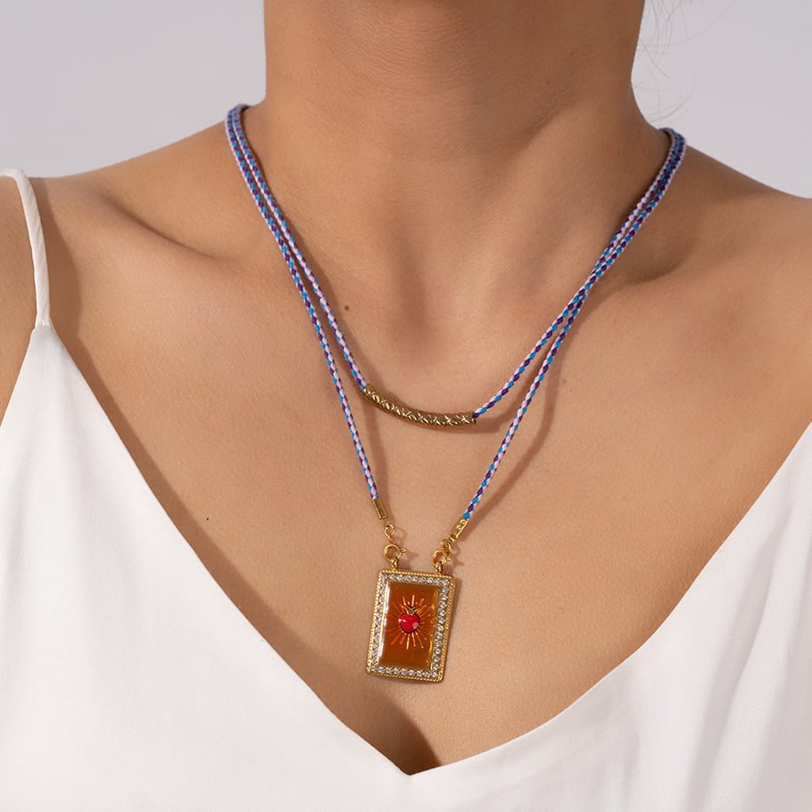 Ornate Rectangular Oil-spot Glazing Women's Pendant Necklaces Picture7