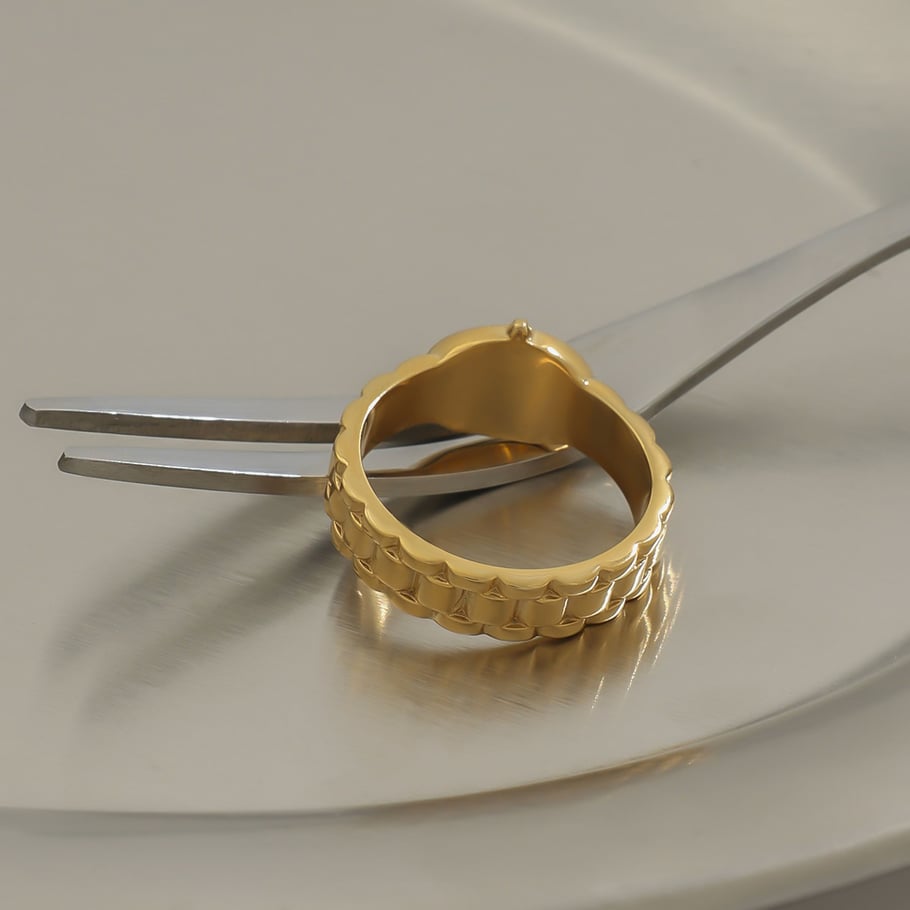 Retro Stainless Steel Gold Color Single Rings Picture5