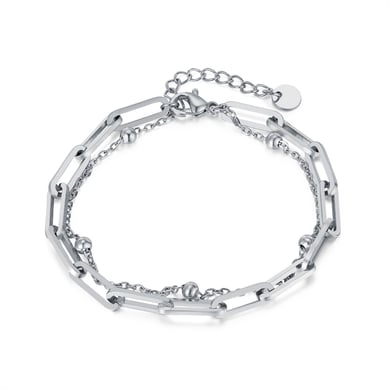 Squircle Double-layer Stainless Steel Gold Color Men's Chain Bracelets h5 Picture6